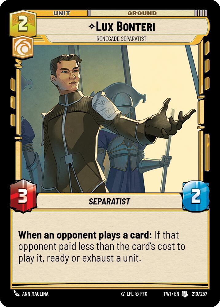Lux Bonteri - Renegade Separatist (210/257) (210/257) [Twilight of the Republic]