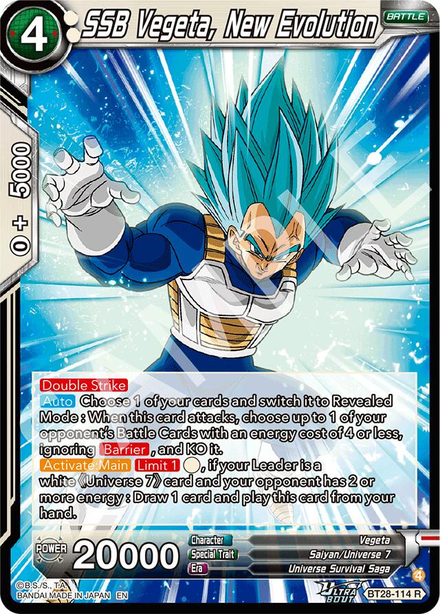 SSB Vegeta, New Evolution (BT28-114) [Prismatic Clash]
