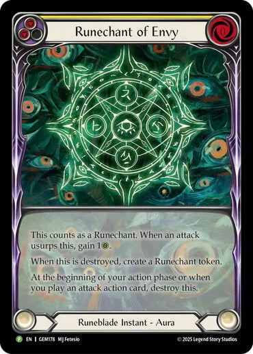 Runechant of Envy (Yellow) [GEM178-RF] (GEM Pack 5)  Rainbow Foil